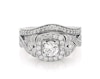 Thumbnail Image 1 of Previously Owned Round-Cut Diamond Halo Bridal Set 1-1/8 ct tw 10K White Gold Size 6.75