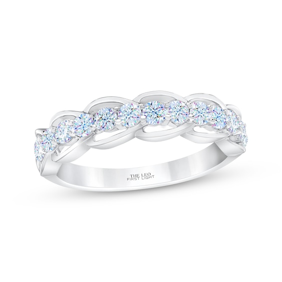 Previously Owned THE LEO First Light Diamond Scalloped Anniversary Ring 3/4 ct tw 14K White Gold