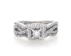 Thumbnail Image 1 of Previously Owned Princess-Cut Diamond Halo Bridal Set 5/8 ct tw 14K White Gold Size 5.5