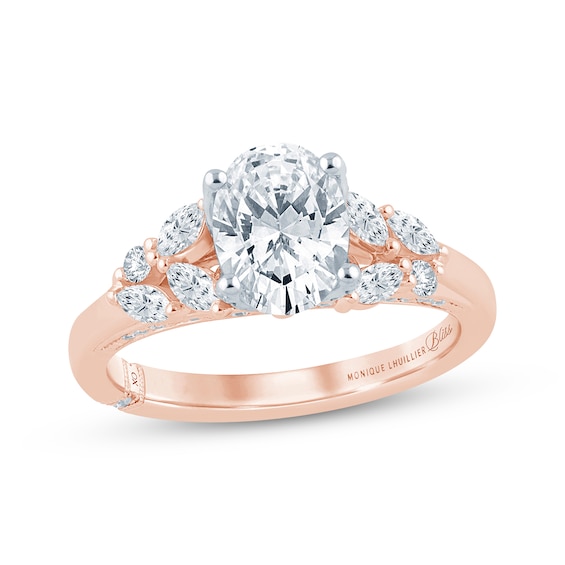 Previously Owned Monique Lhuillier Bliss Oval-Cut Lab-Grown Diamond Engagement Ring 2 ct tw 18K Two-Tone Gold