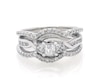 Thumbnail Image 1 of Previously Owned Princess-Cut Diamond Three-Stone Bridal Set 7/8 ct tw 10K White Gold Size 6.75
