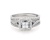 Thumbnail Image 1 of Previously Owned Princess-Cut Quad Diamond Halo Bridal Set 5/8 ct tw 14K White Gold Size 7.75