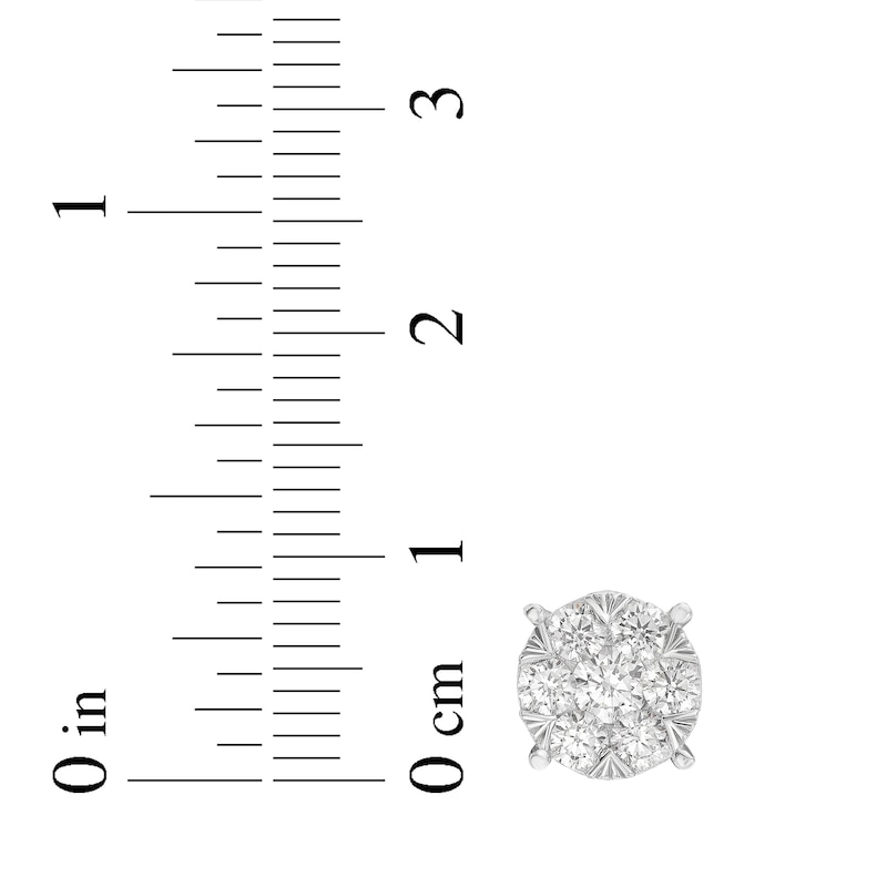 Main Image 4 of Previously Owned KAY Lab-Grown Diamonds Multi-Stone Circle Stud Earrings 1-1/2 ct tw 10K White Gold