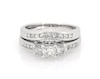 Thumbnail Image 1 of Previously Owned Princess-Cut Three-Stone Diamond Bridal Set 1-1/3 ct tw 14K White Gold Size 3.5