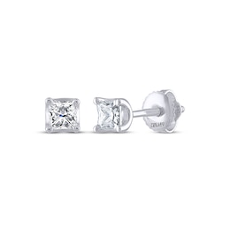 Previously Owned THE LEO Legacy Lab-Grown Diamond Princess-Cut Solitaire Stud Earrings 1/2 ct tw 14K White Gold (F/VS2)