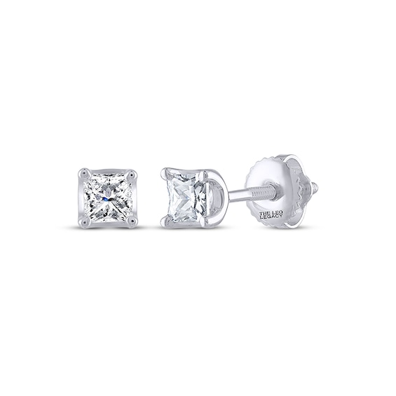 Previously Owned THE LEO Legacy Lab-Grown Diamond Princess-Cut Solitaire Stud Earrings 1/2 ct tw 14K White Gold (F/VS2)