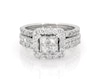 Thumbnail Image 1 of Previously Owned Princess-Cut Quad Diamond Bridal Set 1-3/8 ct tw 14K White Gold Size 4.5