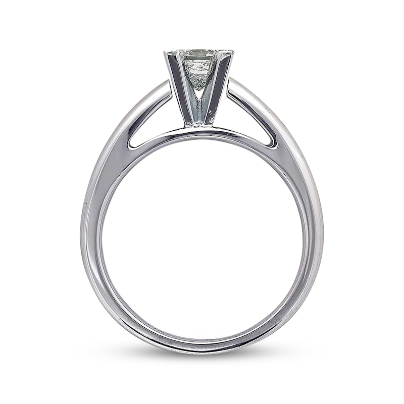 Main Image 3 of Previously Owned Certified Princess-Cut Diamond Solitaire Engagement Ring 3/4 ct tw 14K White Gold & Platinum (F/I1)