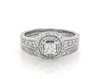 Thumbnail Image 1 of Previously Owned Princess-Cut Diamond Double Halo Bridal Set 7/8 ct tw 14K White Gold Size 5.25