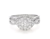 Thumbnail Image 1 of Previously Owned Pie-Cut Multi-Diamond Halo Bridal Set 7/8 ct tw 14K White Gold Size 8.75