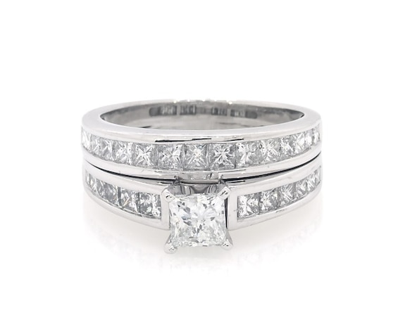 Previously Owned Princess-Cut Diamond Bridal Set 1-7/8 ct tw 14K White Gold 8