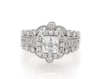 Thumbnail Image 1 of Previously Owned Princess-Cut Quad Diamond Cushion Halo Bridal Set 1-3/8 ct tw 14K White Gold Size 8.75