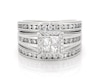 Thumbnail Image 1 of Previously Owned Princess-Cut Quad Diamond Bridal Set 1-1/6 ct tw 14K White Gold Size 6.75