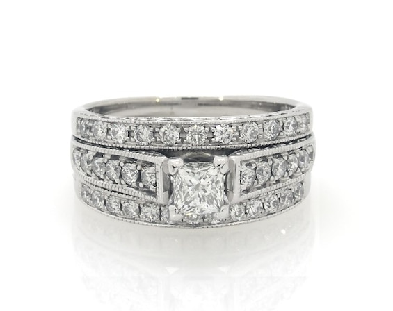 Previously Owned Princess-Cut Diamond Bridal Set 1-1/5 ct tw 14K White Gold Size