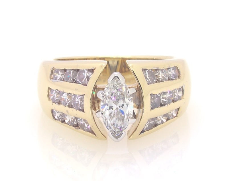 Main Image 1 of Previously Owned Marquise-Cut Diamond Engagement Ring 2 ct tw 14K Yellow Gold Size 6.75