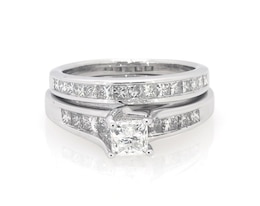 Previously Owned Princess-Cut Diamond Bridal Set 1-1/4 ct tw 14K White Gold Size 4.5