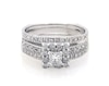 Thumbnail Image 1 of Previously Owned Princess-Cut Diamond Halo Bridal Set 7/8 ct tw 14K White Gold Size 7.25
