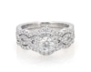 Thumbnail Image 1 of Previously Owned THE LEO First Light Diamond Round-Cut Halo Bridal Set 1-1/6 ct tw 14K White Gold Size 5.25