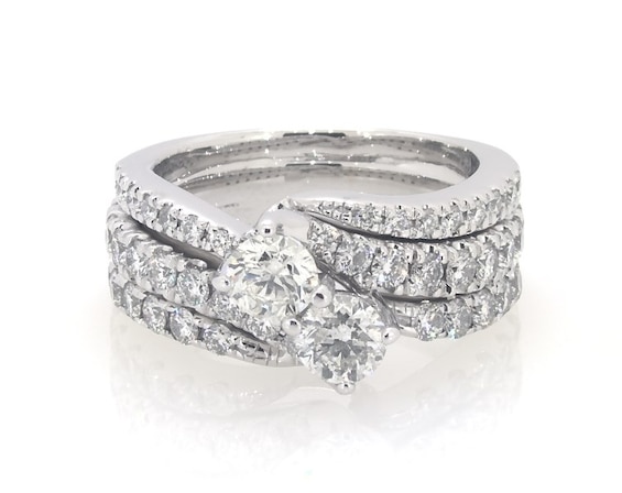 Previously Owned Ever Us Round-Cut Diamond Two-Stone Bridal Set / ct tw 14K White Gold Size