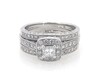 Thumbnail Image 1 of Previously Owned Princess-Cut Diamond Halo Bridal Set 5/8 ct tw 14K White Gold Size 4.75