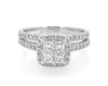 Thumbnail Image 1 of Previously Owned Princess-Cut Quad Diamond Halo Bridal Set 1-1/6 ct tw 14K White Gold Size 7