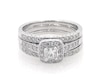 Thumbnail Image 1 of Previously Owned Princess-Cut Diamond Halo Bridal Set 5/8 ct tw 14K White Gold Size 6.5