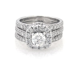 Previously Owned Neil Lane Round-Cut Diamond Halo Bridal Set 2-1/6 ct tw 14K White Gold Size 5.5