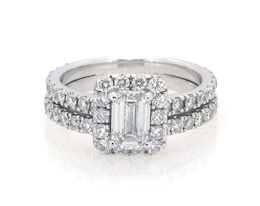 Previously Owned Neil Lane Premiere Certified Emerald-Cut Diamond Bridal Set 1-7/8 ct tw 14K White Gold Size 5