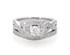 Thumbnail Image 1 of Previously Owned Round-Cut Diamond Halo Bridal Set 5/8 ct tw 14K White Gold Size 6