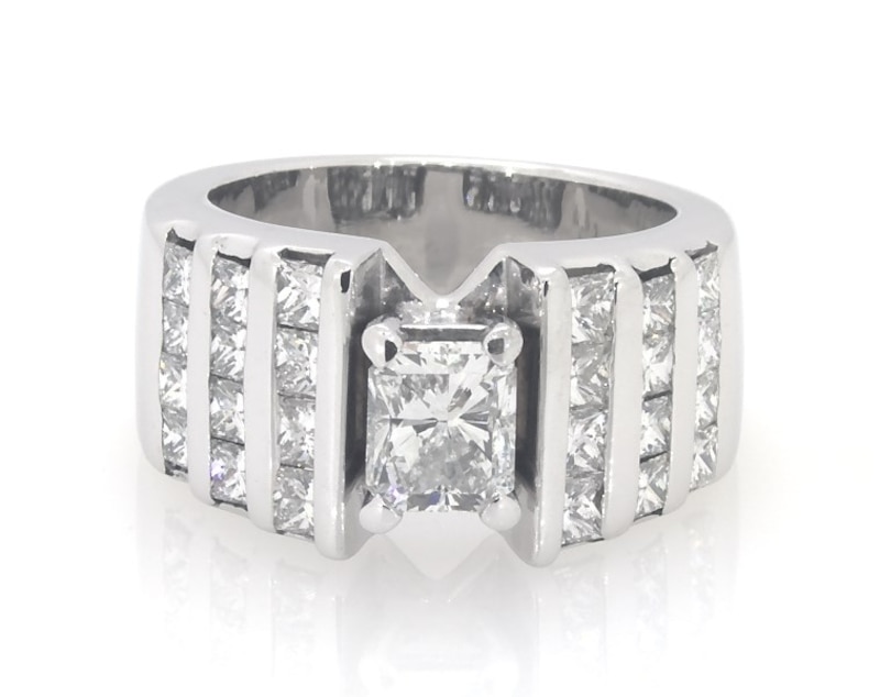 Main Image 1 of Previously Owned Asscher-Cut Diamond Engagement Ring 2-3/4 ct tw 14K White Gold Size 6.25