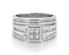 Thumbnail Image 1 of Previously Owned Princess-Cut Quad Diamond Halo Bridal Set 1-1/6 ct tw 14K White Gold Size 8.5