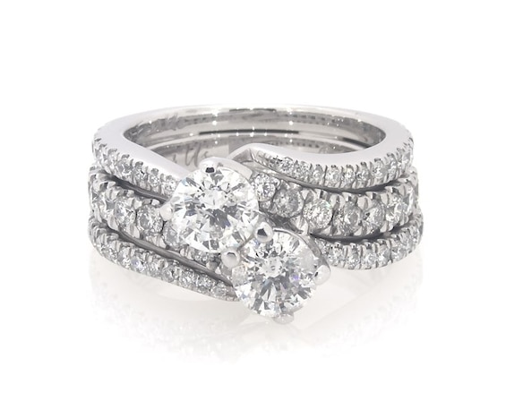 Previously Owned Ever Us Round-Cut Diamond Two-Stone Bridal Set 2-3/8 ct tw 14K White Gold Size 6.5