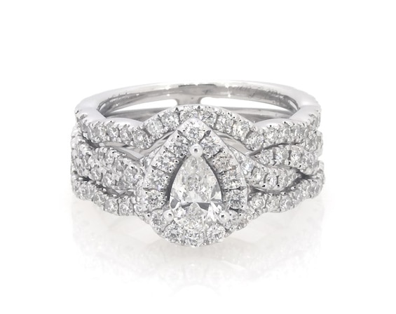 Previously Owned Neil Lane Pear-Shaped Diamond Halo Bridal Set 1 ct tw 14K White Gold 4