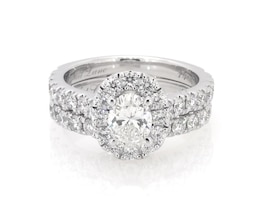 Previously Owned Neil Lane Oval-Cut Diamond Halo Bridal Set 2 ct tw 14K White Gold Size 4.75