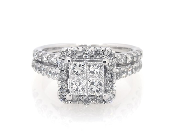 Previously Owned Princess-Cut Diamond Quad Bridal Set 1-/ ct tw 14K White Gold Size