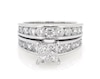 Thumbnail Image 1 of Previously Owned Princess-Cut Quad Diamond Bridal Set 3 ct tw 14K White Gold Size 9.75