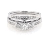 Thumbnail Image 1 of Previously Owned Princess-Cut Diamond Three-Stone Bridal Set 1-1/5 ct tw 10K White Gold Size 7.75