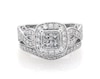 Thumbnail Image 1 of Previously Owned Princess-Cut Quad Diamond Halo Bridal Set 1-1/8 ct tw 10K White Gold Size 5.75