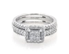 Thumbnail Image 1 of Previously Owned Princess-Cut Quad Diamond Halo Bridal Set 5/8 ct tw 14K White Gold Size 4.25