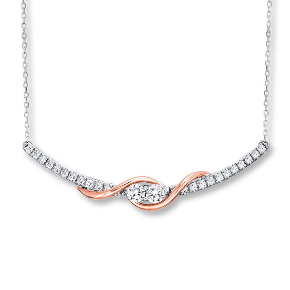 Previously Owned Ever Us Two-Stone Necklace 1 ct tw Diamonds 14K Two-Tone Gold