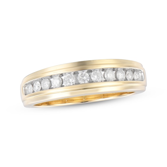 Previously Owned Men’s Diamond Channel Wedding Band 1/2 ct tw 10K Yellow Gold