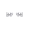 Thumbnail Image 2 of Previously Owned Toi et Moi Lab-Grown Diamond Emerald & Oval-Cut Stud Earrings 1 ct tw 14K White Gold