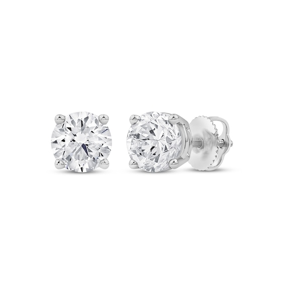 Previously Owned KAY Lab-Grown Diamonds Round-Cut Solitaire Stud Earrings 2-1/4 ct tw 14K White Gold (I/SI2)