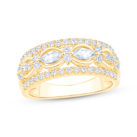 Previously Owned Marquise & Round-Cut Diamond Anniversary Ring 7/8 ct tw 14K Yellow Gold
