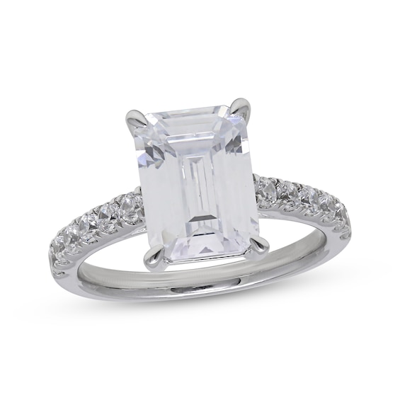 Previously Owned Lab-Grown Diamonds Emerald-Cut Engagement Ring 4-1/2 ct tw 14K White Gold