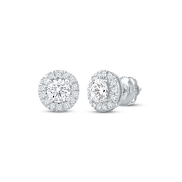 Previously Owned KAY Lab-Grown Diamonds Halo Stud Earrings 1 ct tw 14K White Gold (F/SI2)