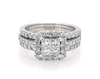 Thumbnail Image 1 of Previously Owned Princess-Cut Quad Diamond Halo Bridal Set 1-3/8 ct tw 14K White Gold Size 5.25