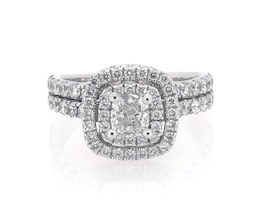 Previously Owned Neil Lane Cushion-Cut Diamond Double Halo Bridal Set 1-5/8 ct tw 14K White Gold Size 5.25