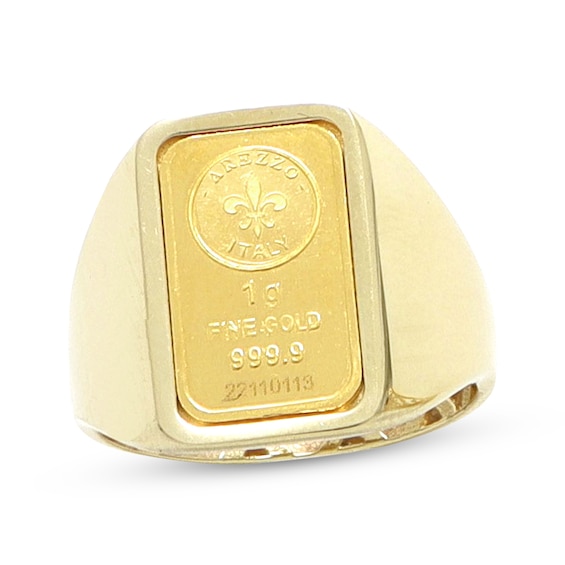 Previously Owned 1-gram Fine Gold Bar Signet Ring 14K & 24K Yellow Gold