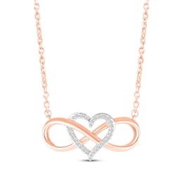 Previously Owned Diamond Heart Infinity Necklace 1/10 ct tw 10K Rose Gold 18"